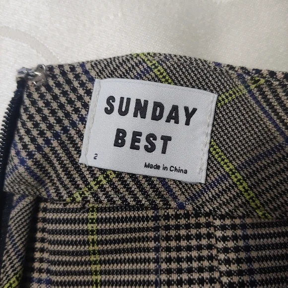 Aritizia Sunday Best "Olive" Mini Skirt  Pleated Plaid Size 2 - Picture 5 of 8